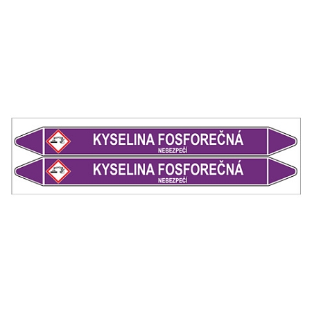 Značení potrubí, kyselina fosforečná,2 ks, 450 × 52 mm